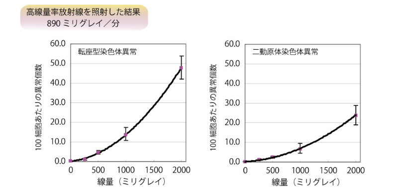 画像：高線量率放射線を照射した結果890ミリグレイ／分