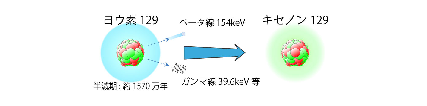 画像：要素129からキセノン129への変化